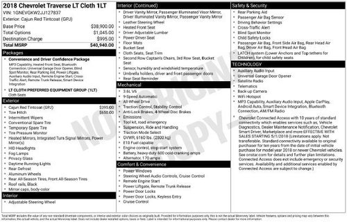 2018 Chevrolet Traverse LT Cloth