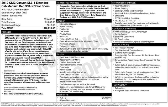 2012 GMC Canyon SLE1