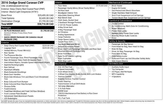 2016 Dodge Grand Caravan American Value Pkg
