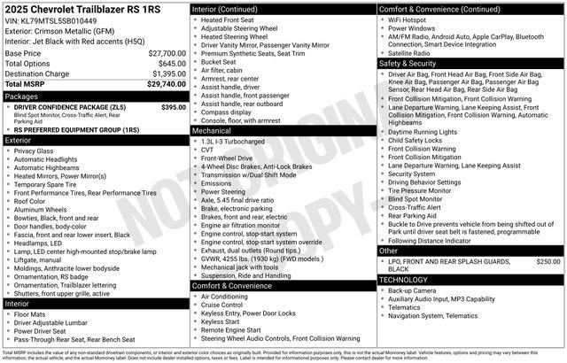 2025 Chevrolet Trailblazer RS