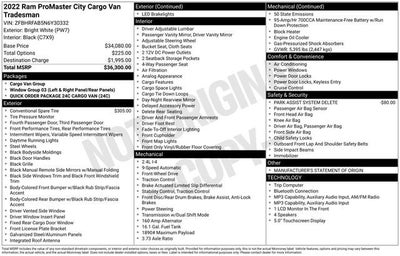 2022 RAM ProMaster City Cargo Van Tradesman